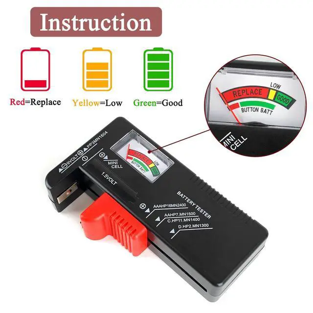 Alt view image 3 of 5 - Battery Tester Checker, Universal Small Battery Tester for AAA AA C D 9V 1.5V, Button Cell Batteries Checker - Small Volt Checker for All Batteries - 1 Pack