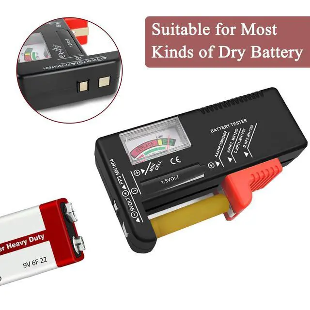 Alt view image 4 of 5 - Battery Tester Checker, Universal Small Battery Tester for AAA AA C D 9V 1.5V, Button Cell Batteries Checker - Small Volt Checker for All Batteries - 1 Pack