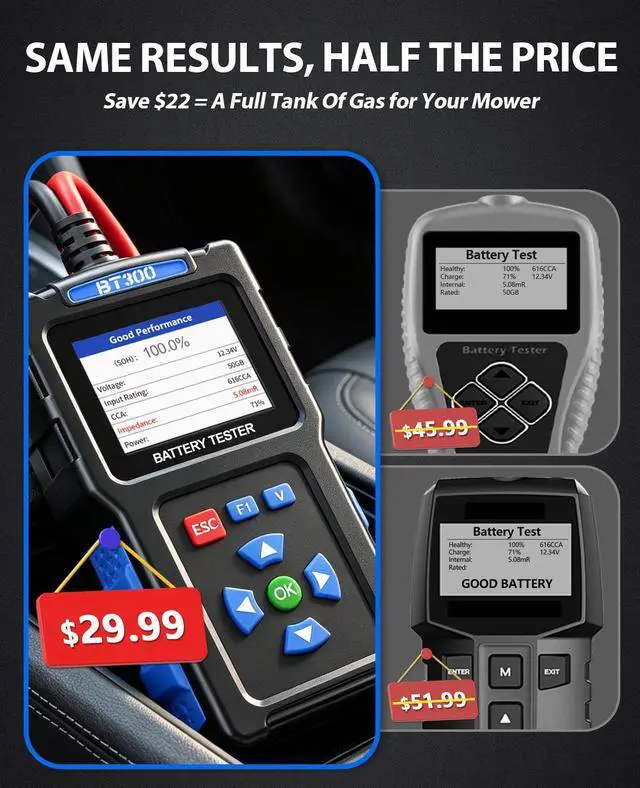 Alt view image 2 of 7 - Battery Load Tester 12v Automotive, Car Battery Tester for 24V, BT300