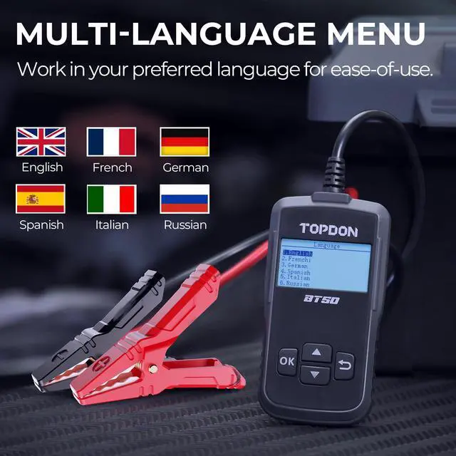 Alt view image 7 of 7 - BT50 Car Battery Tester, 12V, 100-2000 CCA Load Tester