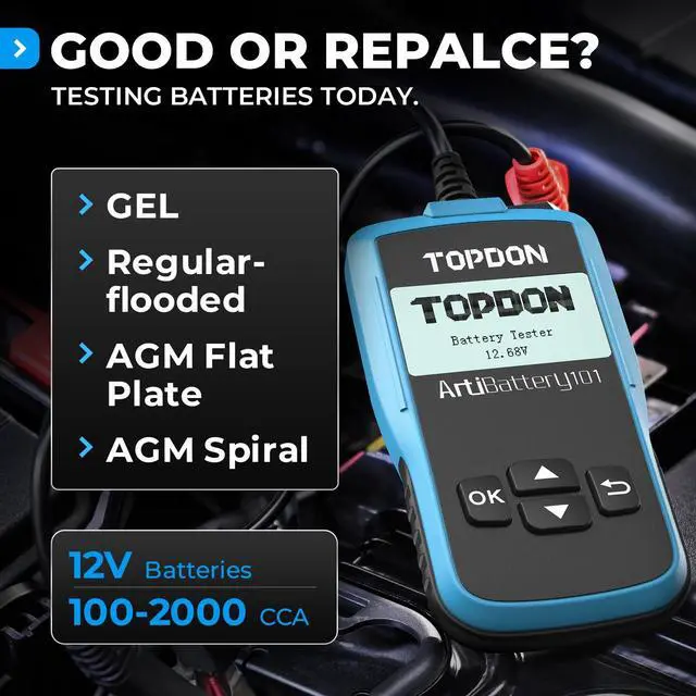 Alt view image 4 of 6 - AB101 Car Battery Tester 12V Load Tester on Cranking Charging System