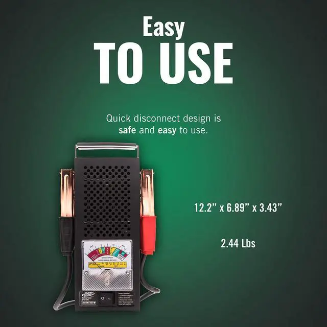 Alt view image 6 of 7 - Battery Load Tester 12 Volt at 100 Amps / 6 Volt at 50 Amps Battery Tester - Test Battery Load for 12V or 6V Batteries - Battery Health Checker, Check Starter Motor Draw - 026-0020