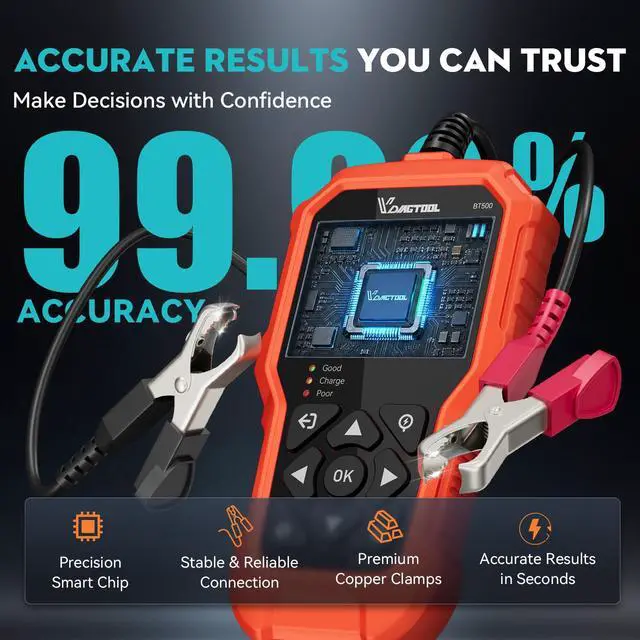 Alt view image 6 of 7 - Car Battery Tester 6V 12V 24V BT500, 5-3000 CCA Battery Load Tester, Starter Alternator Tester Automotive Charging Cranking System Analyzer for Car Truck Motorcycle SUV ATV Boat