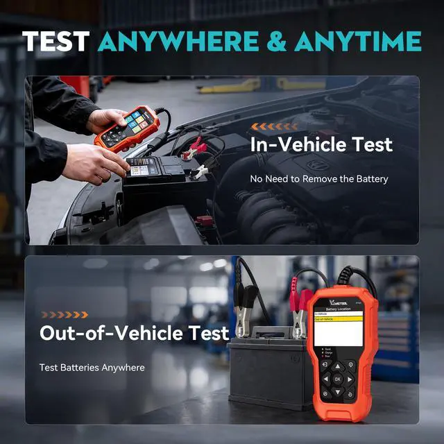 Alt view image 7 of 7 - Car Battery Tester 6V 12V 24V BT500, 5-3000 CCA Battery Load Tester, Starter Alternator Tester Automotive Charging Cranking System Analyzer for Car Truck Motorcycle SUV ATV Boat