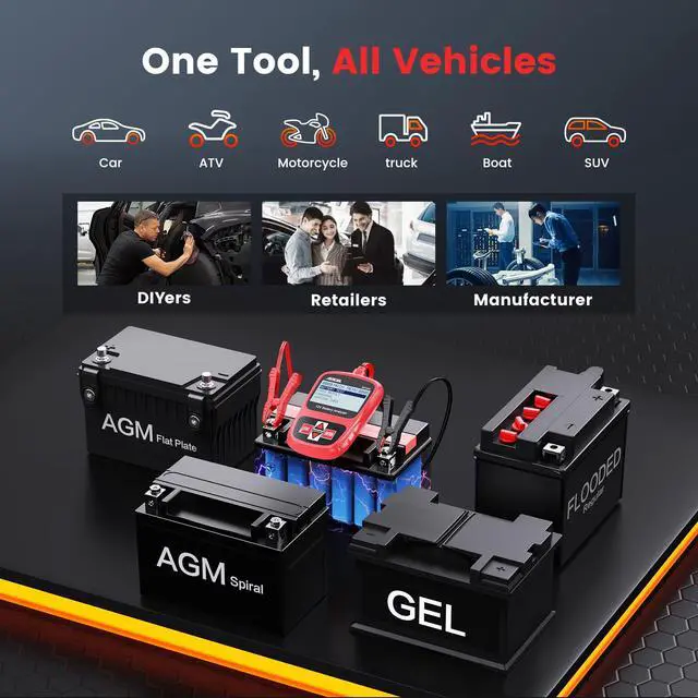 Alt view image 3 of 7 - BST200 Car Battery Tester 12V Battery Load Tester, 100-1100 CCA Automotive Digital Analyzer Tool with Upgraded Reinforced Clamps for Car Truck SUV Motorcycle Boat Marine Vehicles