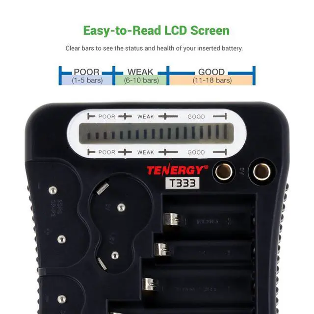 Alt view image 4 of 7 - T-333 Universal Battery Tester, LCD Display, Cell Checker, Multi-Purpose Small Battery Tester, for AA, AAA, C, D, 9V, CR123A, CR2, CRV3, 2CR5k CRP2, and Button Cell Batteries