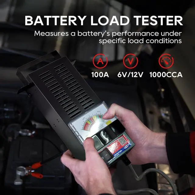 Alt view image 2 of 6 - 100A Battery Load Tester, 6V/12V Car Battery Tester, 100-1000 CCA