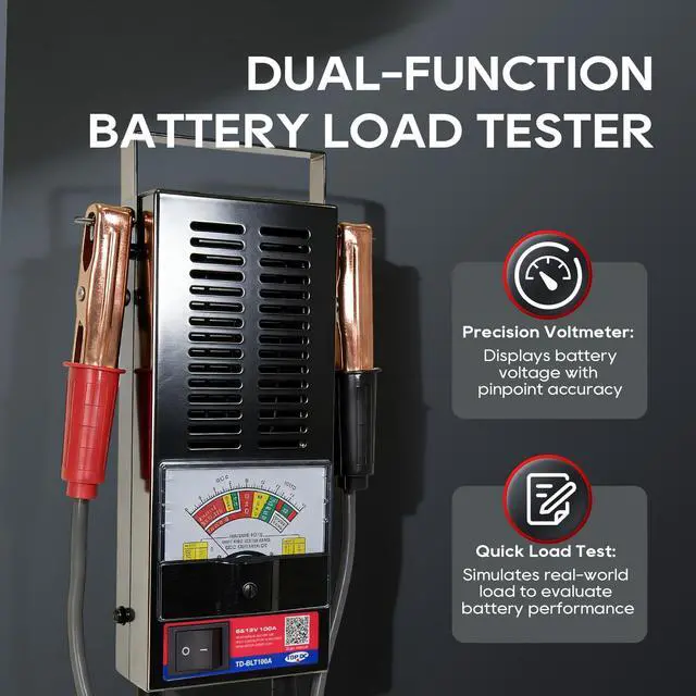 Alt view image 3 of 6 - 100A Battery Load Tester, 6V/12V Car Battery Tester, 100-1000 CCA