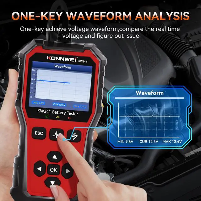 Alt view image 7 of 7 - KW341 6V 12V 24V Battery Tester for Car Truck Motorcycle
