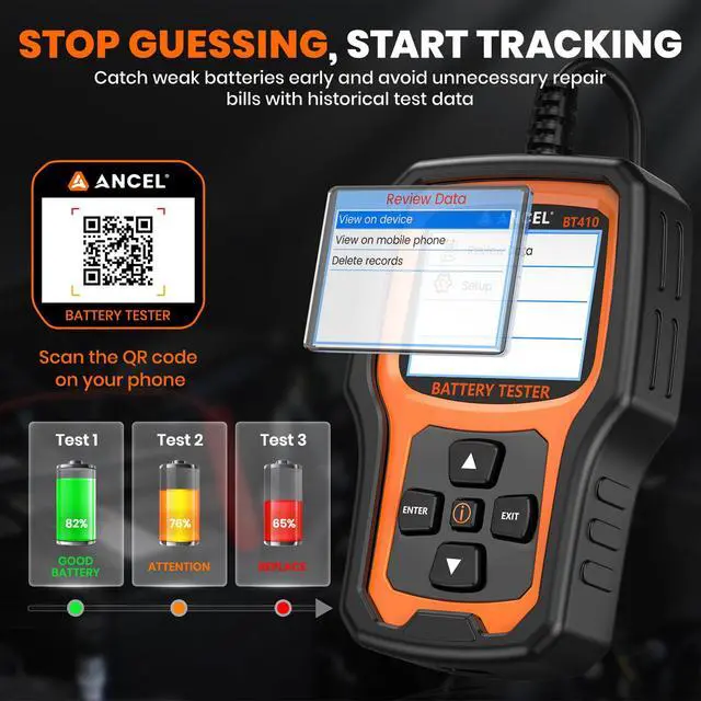 Alt view image 3 of 7 - BT410 12V 24V Car Battery Tester for Lead-Acid & Lithium Batteries, 100-2000 CCA Automotive Battery Load Tester Health Cranking Charging System Alternator Test for Motorcycle Car Truck RV Boat