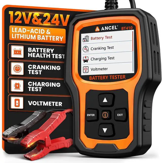 Main image of BT410 12V 24V Car Battery Tester for Lead-Acid & Lithium Batteries, 100-2000 CCA Automotive Battery Load Tester Health Cranking Charging System Alternator Test for Motorcycle Car Truck RV Boat