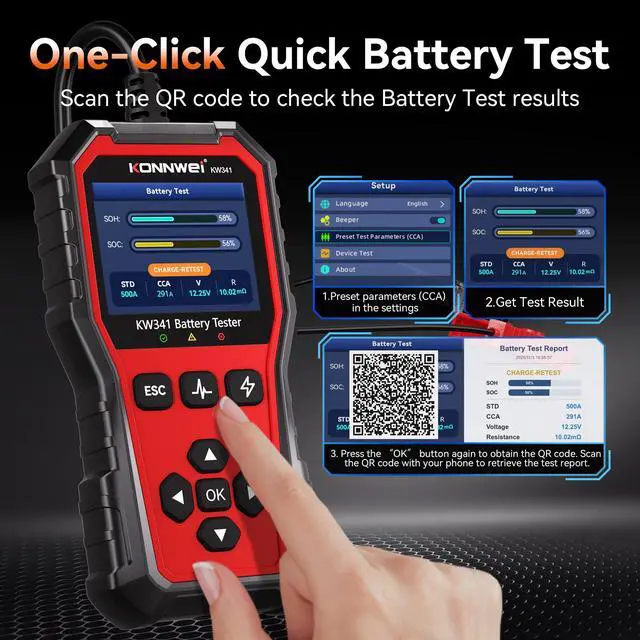 Alt view image 6 of 7 - KW341 6V 12V 24V Battery Tester for Car Truck Motorcycle