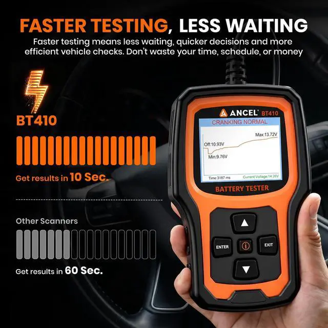 Alt view image 4 of 7 - BT410 12V 24V Car Battery Tester for Lead-Acid & Lithium Batteries, 100-2000 CCA Automotive Battery Load Tester Health Cranking Charging System Alternator Test for Motorcycle Car Truck RV Boat