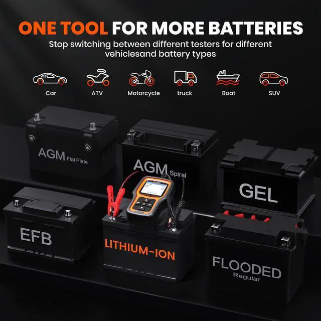 Alt view image 2 of 7 - BT410 12V 24V Car Battery Tester for Lead-Acid & Lithium Batteries, 100-2000 CCA Automotive Battery Load Tester Health Cranking Charging System Alternator Test for Motorcycle Car Truck RV Boat