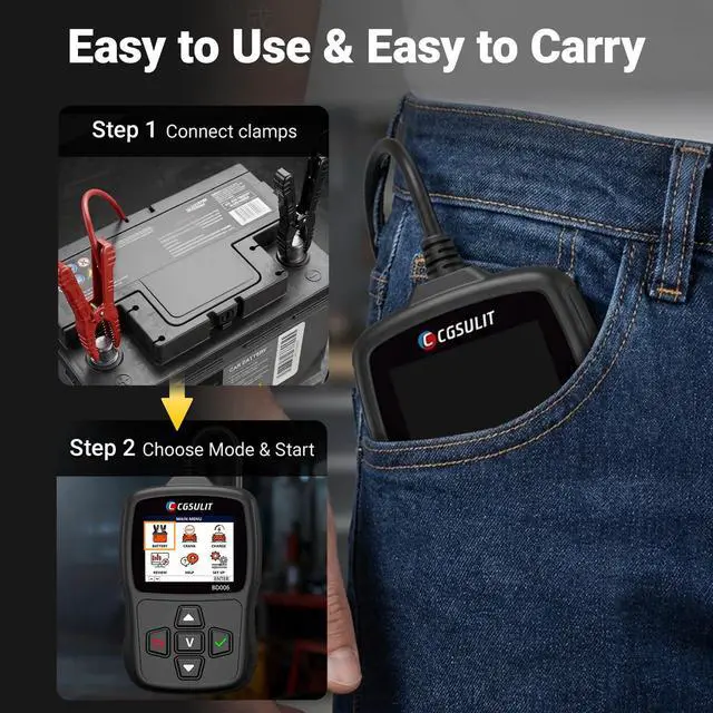 Alt view image 7 of 7 - Car Battery Tester 12V/24V 202000CCA Automotive Battery Load Tester with Cranking & Alternator Test, 10-220Ah Pro Analyzer for Car Motorcycle Heavy Duty Truck SUV RV, Avoid Breakdown & Winter Ready