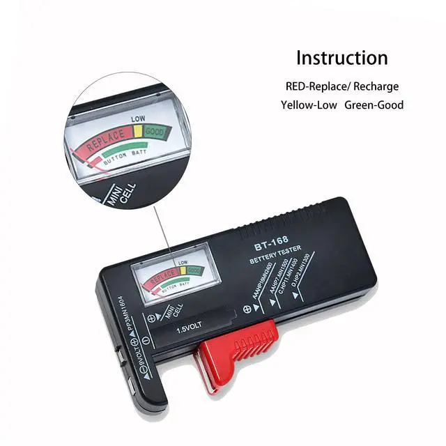 Alt view image 3 of 5 - Battery Tester Checker, Universal Small Battery Tester for AAA AA C D 9V 1.5V, Button Cell Batteries Checker - Small Volt Checker for All Batteries - 2 Pack