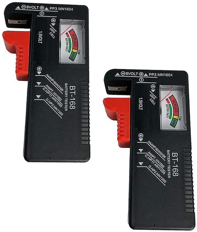 Main image of Battery Tester Checker, Universal Small Battery Tester for AAA AA C D 9V 1.5V, Button Cell Batteries Checker - Small Volt Checker for All Batteries - 2 Pack