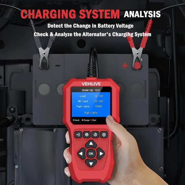 Alt view image 5 of 7 - Car Battery Tester 6V 12V with Lithium Battery Testing, BT910 5-3000CCA Battery Load Tester, Automotive Alternator Tester Charging Cranking System Tester for Car Truck Motorcycle SUV ATV Boat