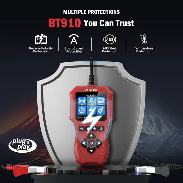 Alt view image 7 of 7 - Car Battery Tester 6V 12V with Lithium Battery Testing, BT910 5-3000CCA Battery Load Tester, Automotive Alternator Tester Charging Cranking System Tester for Car Truck Motorcycle SUV ATV Boat