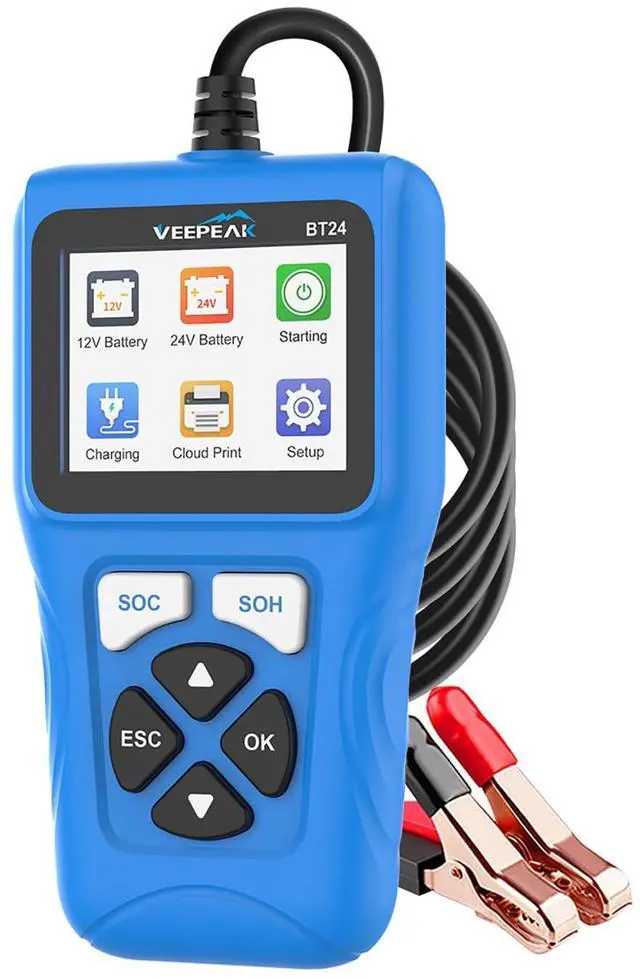 Main image of 12V 24V Car Battery Tester, 100-2000 CCA Auto Load Analyzer