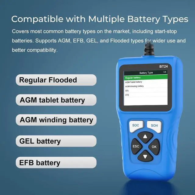 Alt view image 6 of 7 - 12V 24V Car Battery Tester, 100-2000 CCA Auto Load Analyzer