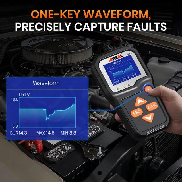 Alt view image 3 of 7 - BA301 6V 12V Car Battery Tester, 100-2000 CCA Automotive Load Tester Alternator Tester Auto Digital Battery Analyzer Cranking and Charging System Test Tool for Motorcycle Car Boat Truck SUV ATV