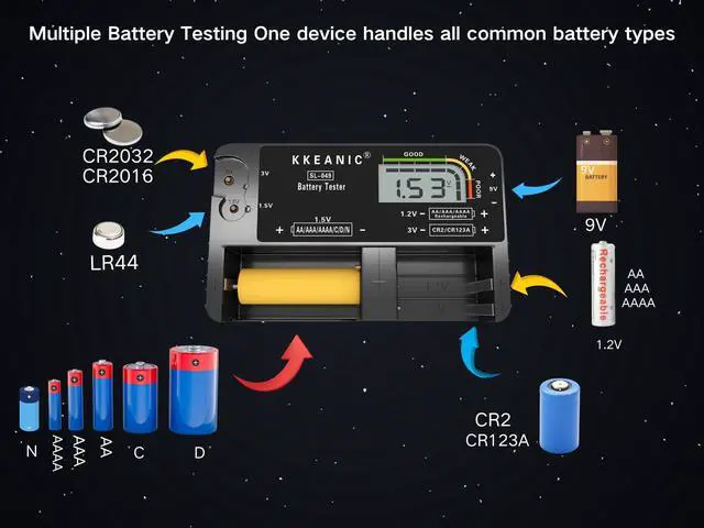 Alt view image 3 of 7 - Battery Tester for AA AAA C D 9V & Case Household Batteries Battery Checker