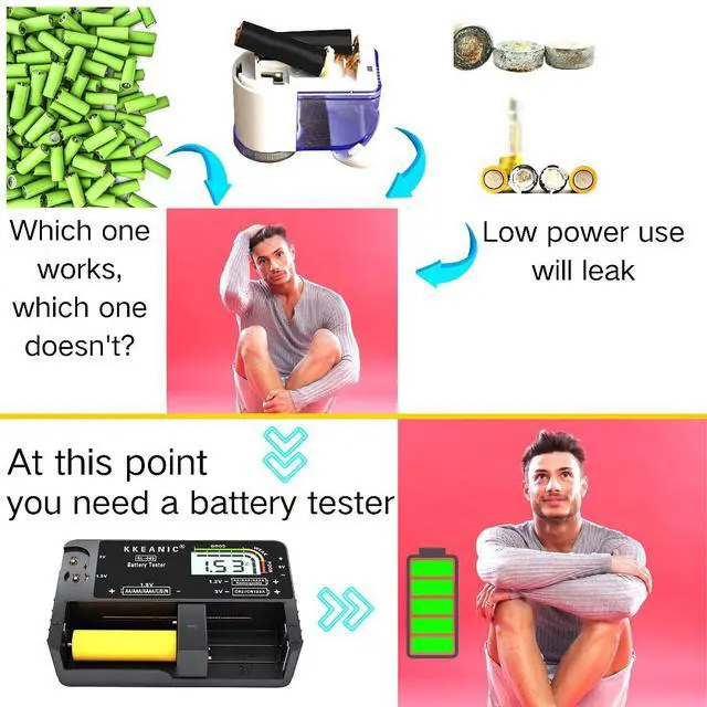 Alt view image 7 of 7 - Battery Tester for AA AAA C D 9V & Case Household Batteries Battery Checker