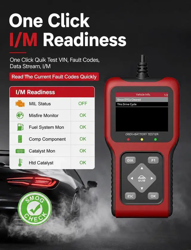Alt view image 6 of 7 - TesGo 2 in 1 OBD2 Scanner and Battery Tester, Car Diagnostic Tool for Check Engine Light, Carbon Buildup Test, I/M Readiness, DTC Lookup, Vehicle Info, Cranking Test, Vehicles 1996+