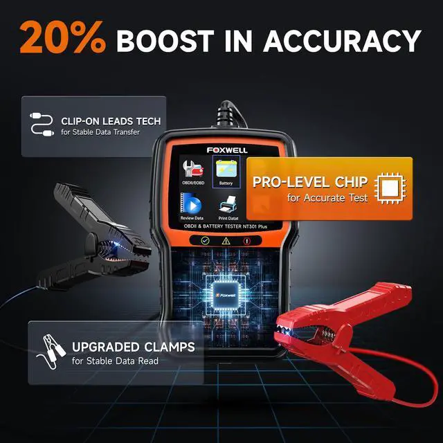 Alt view image 6 of 7 - NT301 Plus 2-in-1 OBD2 Scanner & 12V Car Battery Tester