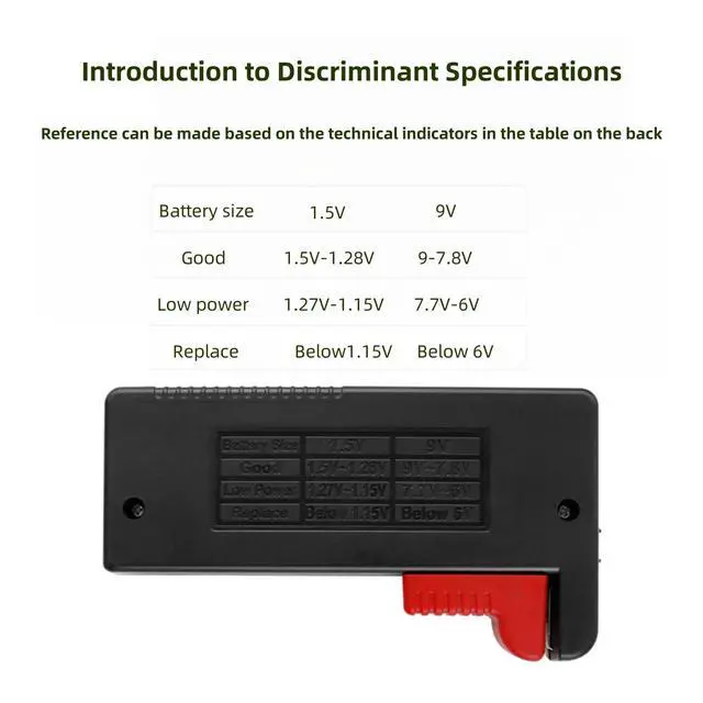 Alt view image 3 of 6 - Battery Tester, Universal Battery Checker Small Battery Testers for 26650 18650 AAA AA C D 9V 1.5V Button Cell Household Batteries