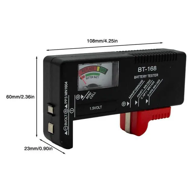 Alt view image 2 of 3 - 2PCS BT-168 Universal Battery Tester Checker Instant Power Detection for AA AAA C D 9V 1.5V Button Cell Batteries Compact No Battery Required Design