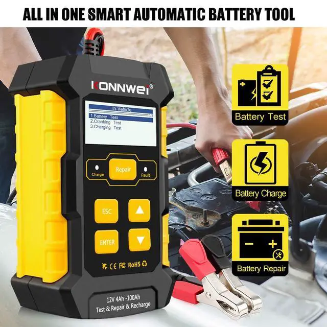 Alt view image 2 of 7 - 3 in 1 Car Battery Charger, KW510 Battery Tester 12V 5-Amp Fully Automatic Smart Charger Automotive Pulse Repair Maintainer, Trickle Charger Battery Desulfator w/Temp Compensation