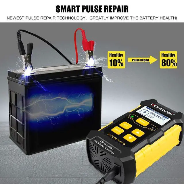 Alt view image 5 of 7 - 3 in 1 Car Battery Charger, KW510 Battery Tester 12V 5-Amp Fully Automatic Smart Charger Automotive Pulse Repair Maintainer, Trickle Charger Battery Desulfator w/Temp Compensation