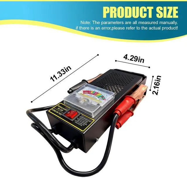 Alt view image 2 of 6 - Car Battery Load Tester, 6V 50AMP/12V 100AMP Alternator Voltage Tester with Alligator Clips, Automotive Battery Health Checker Diagnostic Tool for Cars/RVs/Motorcycles/ATVs/Boats (Black)