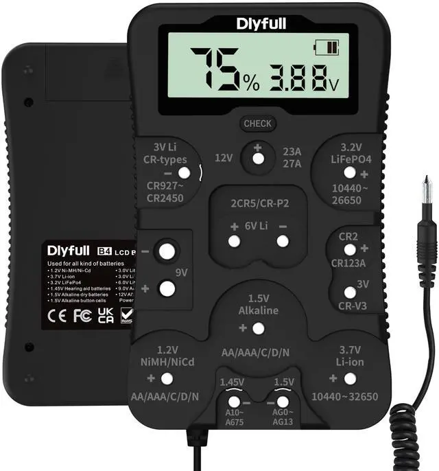 Main image of Battery Tester for AA AAA C D 9V etc 12 Types & Household Batteries Checker