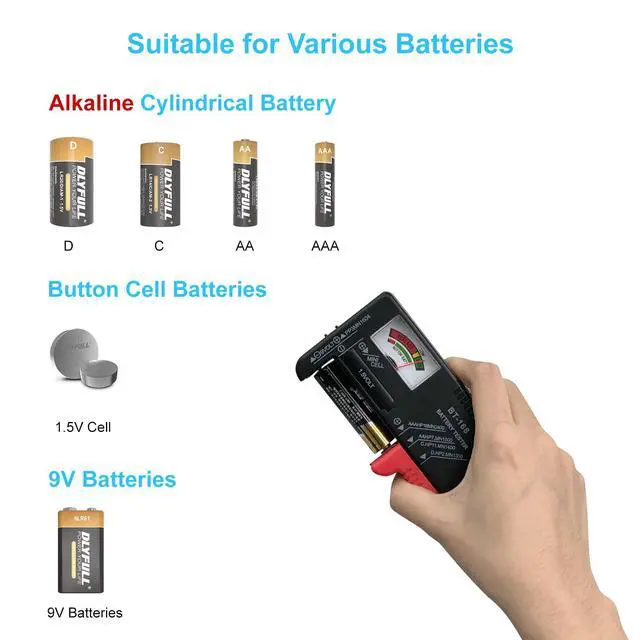 Alt view image 2 of 6 - Battery Tester for AA AAA C D 9V, 1.5V Button & Household Batteries Checker