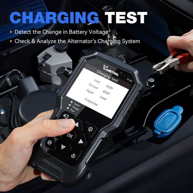 Alt view image 6 of 7 - Car Battery Tester 12V 6V BT300, 5-3000 CCA Load Tester Starter Alternator Tester Automotive Charging Cranking System Tester for Motorcycle Car Truck SUV ATV Boat