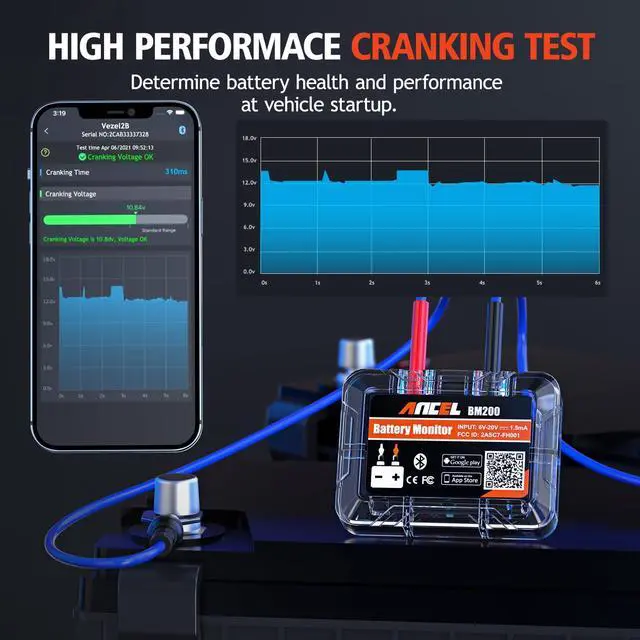 Alt view image 7 of 7 - BM200-US Car Battery Tester 12V Automotive Battery Monitor Bluetooth