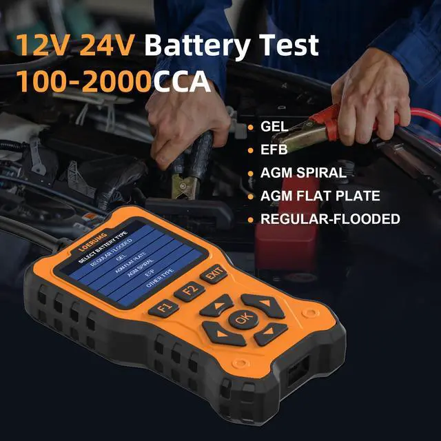 Alt view image 3 of 7 - Car Battery Tester 12V 24V Load Tester,100-2000CCA Automotive Alternator Tester Battery Analyzer Digital Charg System Scan Tool Crank System Tester for Truck Marine Motorcycle SUV Boat.