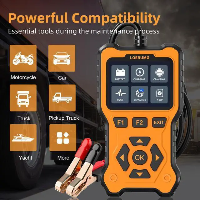 Alt view image 7 of 7 - Car Battery Tester 12V 24V Load Tester,100-2000CCA Automotive Alternator Tester Battery Analyzer Digital Charg System Scan Tool Crank System Tester for Truck Marine Motorcycle SUV Boat.