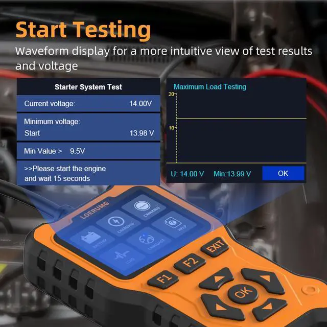 Alt view image 6 of 7 - Car Battery Tester 12V 24V Load Tester,100-2000CCA Automotive Alternator Tester Battery Analyzer Digital Charg System Scan Tool Crank System Tester for Truck Marine Motorcycle SUV Boat.