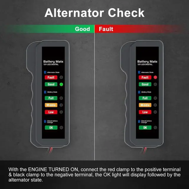 Alt view image 3 of 7 - 12V Car Battery Tester and Alternator Tester, Automotive Load Tester Indicator, 12 Volt Auto Check for Automobile