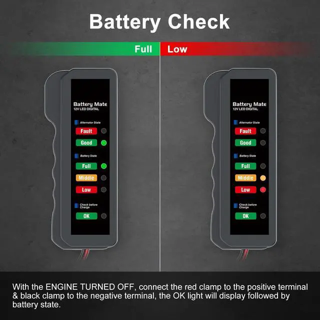 Alt view image 4 of 7 - 12V Car Battery Tester and Alternator Tester, Automotive Load Tester Indicator, 12 Volt Auto Check for Automobile