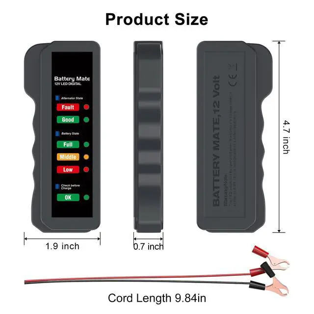 Alt view image 7 of 7 - 12V Car Battery Tester and Alternator Tester, Automotive Load Tester Indicator, 12 Volt Auto Check for Automobile