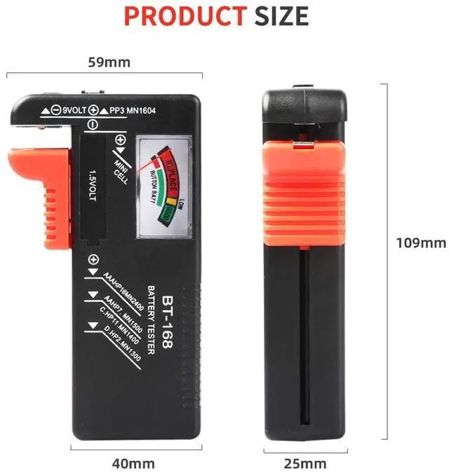 Alt view image 6 of 6 - 1Pcs Battery Tester Checker, Universal Battery Checker Model BT-168for AA AAA C D 9V 1.5V Button Cell Batteries Smal Electrical Equipment (Requires No Battery for Operating)