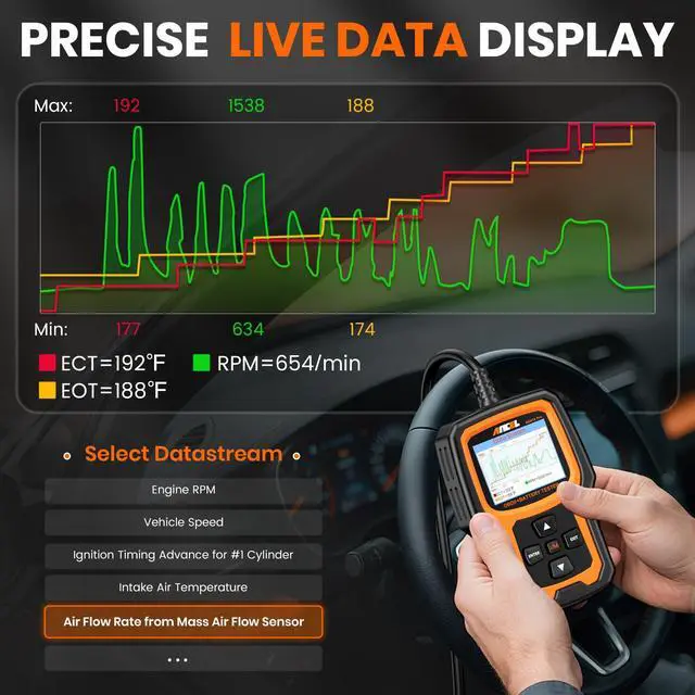 Alt view image 7 of 7 - AD410 PRO OBD2 Scanner and Battery Tester, 2-in-1 Car Diagnostic Tool, Check Engine Light, EVAP Test, Live Data, 12V Battery Analyzer with Cranking & Charging System Test for Car Motorcycle
