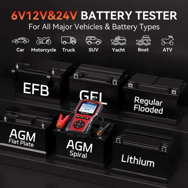 Alt view image 4 of 7 - KW331 6V 12V 24V Car Battery Tester with Cloud Report