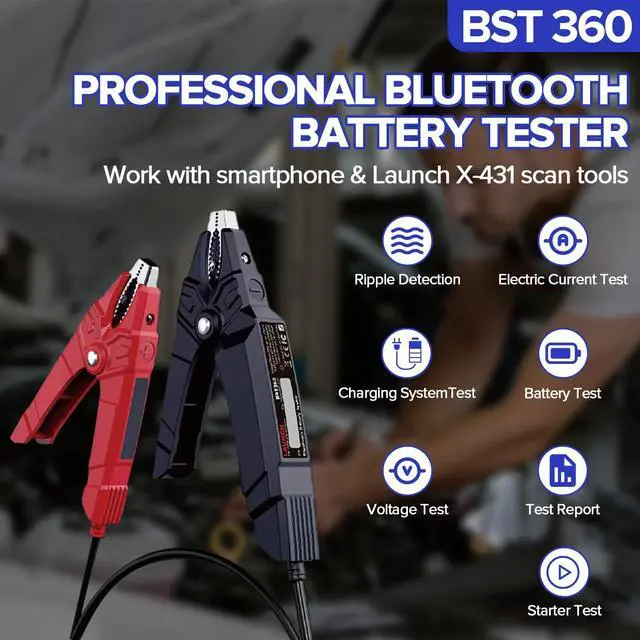 Alt view image 2 of 7 - 2026 Upgraded BST360 6V 12V Car Battery Tester, Bluetooth Battery Load Tester Charging Cranking System Analyzer for Android/iPhone/Launch X431, 100-2000 CCA Alternator Tester Voltmeter
