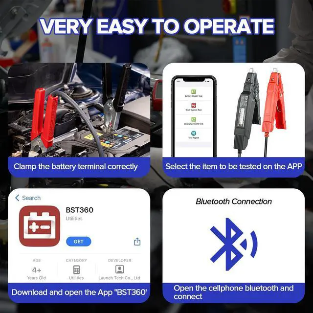 Alt view image 6 of 7 - 2026 Upgraded BST360 6V 12V Car Battery Tester, Bluetooth Battery Load Tester Charging Cranking System Analyzer for Android/iPhone/Launch X431, 100-2000 CCA Alternator Tester Voltmeter